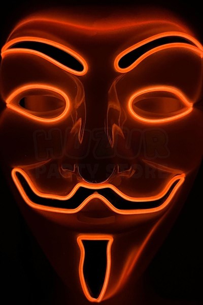V For Vendatta Maske 3 Fonksiyonlu Turuncu Neon Işıklı Halloween Partisi Cadılar Bayramı Unisex Lüks