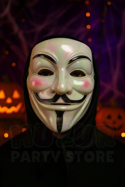 V For Vendetta Hologramlı Maske Halloween Partisi Cadılar Bayramı Kırmızı Yanaklı Parlak Unisex