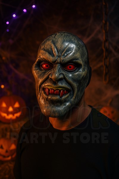 Vampir Maske Kanlı Gözlü Dişli 26x17 Cm Plastik Cadılar Bayramı Halloween Parti Kostüm Korku Maske
