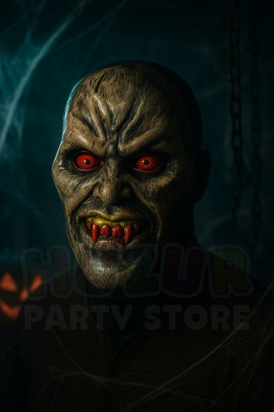 Vampir Maske Kanlı Gözlü Dişli 26x17 Cm Plastik Cadılar Bayramı Halloween Parti Kostüm Korku Maske