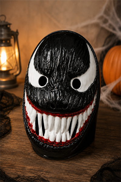 Venom Korku Maskesi Siyah Beyaz Keskin Dişli Maske Cadılar Bayramı Halloween Parti Kostüm Aksesuarı