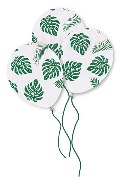Yaprak Desenleri Baskılı Beyaz Balon 10 Adet 30 Cm Safari Karakter Konsept Temalı Doğum Günü Partisi