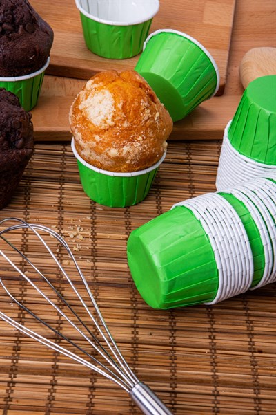 Yeşil 50li Kek Kalıbı Fırında Dağılmayan 7x3.5 cm Kek Kabı Muffin Kalıbı Cupcake Stand Kapsülü
