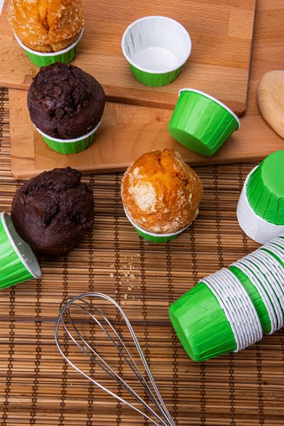 Yeşil 50li Kek Kalıbı Fırında Dağılmayan 7x3.5 cm Kek Kabı Muffin Kalıbı Cupcake Stand Kapsülü
