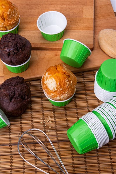 Yeşil 50li Kek Kalıbı Fırında Dağılmayan 7x3.5 cm Kek Kabı Muffin Kalıbı Cupcake Stand Kapsülü