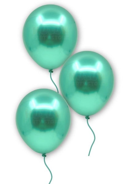 Yeşil Renkli Krom Balon 10 Adet 30 Cm Çok Parlak Canlı Parti Safari Hayvanları Doğum Günü Balonu