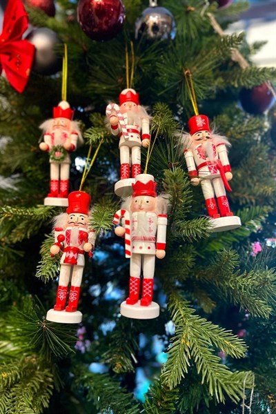 Yılbaşı Ağacına Asılan Fındıkkıran 5li 13 Cm Kurşun Asker Nutcracker Yılbaşı Yeni Yıl Dekoru