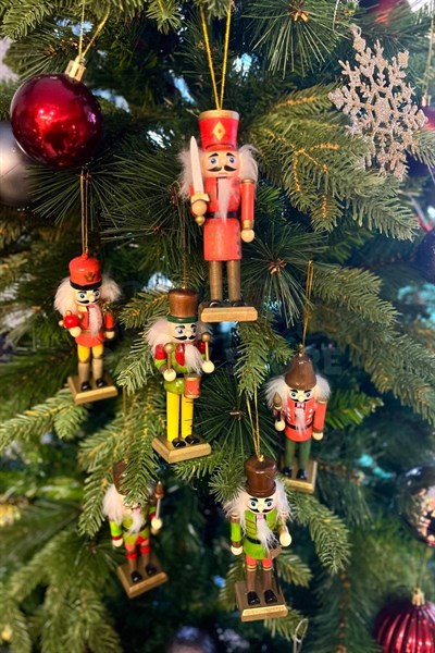 Yılbaşı Ağacına Asılan Retro Fındıkkıran 6lı 13 Cm Kurşun Asker Nutcracker Yılbaşı Yeni Yıl Dekoru