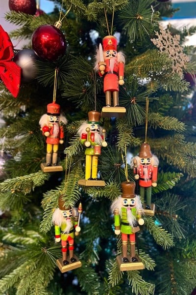 Yılbaşı Ağacına Asılan Retro Fındıkkıran 6lı 13 Cm Kurşun Asker Nutcracker Yılbaşı Yeni Yıl Dekoru