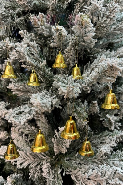 Yılbaşı Çam Ağacı Çan Süs Gold İpli 9lu 3 Cm Yeni Yıl Ağaç Süsü Gold Altın Sarısı Renk Zil Parlak