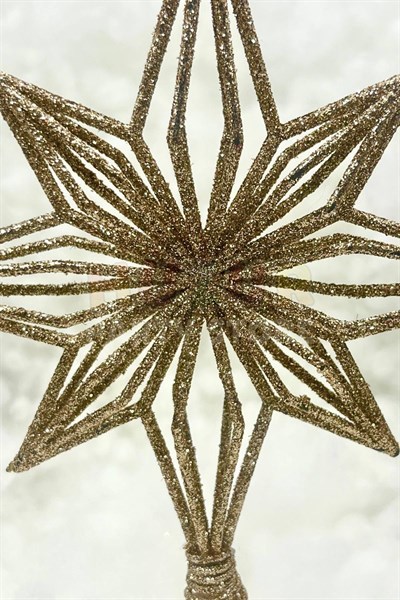 Yılbaşı Çam Ağacı Kuzey Yıldızı Tepeliği Gold Renk Simli 23x16 Cm Yeni Yıl Lüks Kaliteli Tepelik