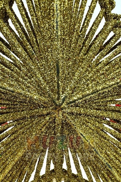 Yılbaşı Çam Ağacı Tepeliği Gold Renk Yıldız 24x20 Cm Altın Sarısı Parlak Yeni Yıl Simli Tepelik