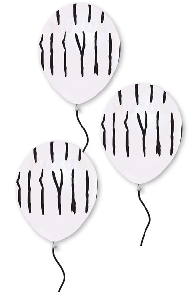 Zebra Desen Baskılı Beyaz Balon 10 Adet 30 Cm Safari Konsept Temalı Çizgi Detaylı Doğum Günü Partisi