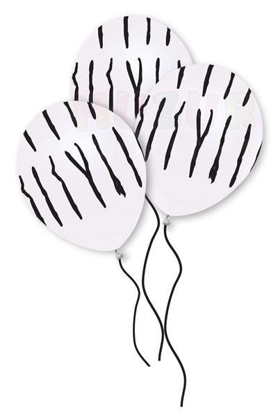 Zebra Desen Baskılı Beyaz Balon 10 Adet 30 Cm Safari Konsept Temalı Çizgi Detaylı Doğum Günü Partisi