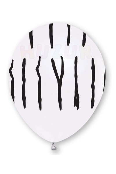 Zebra Desen Baskılı Beyaz Balon 10 Adet 30 Cm Safari Konsept Temalı Çizgi Detaylı Doğum Günü Partisi