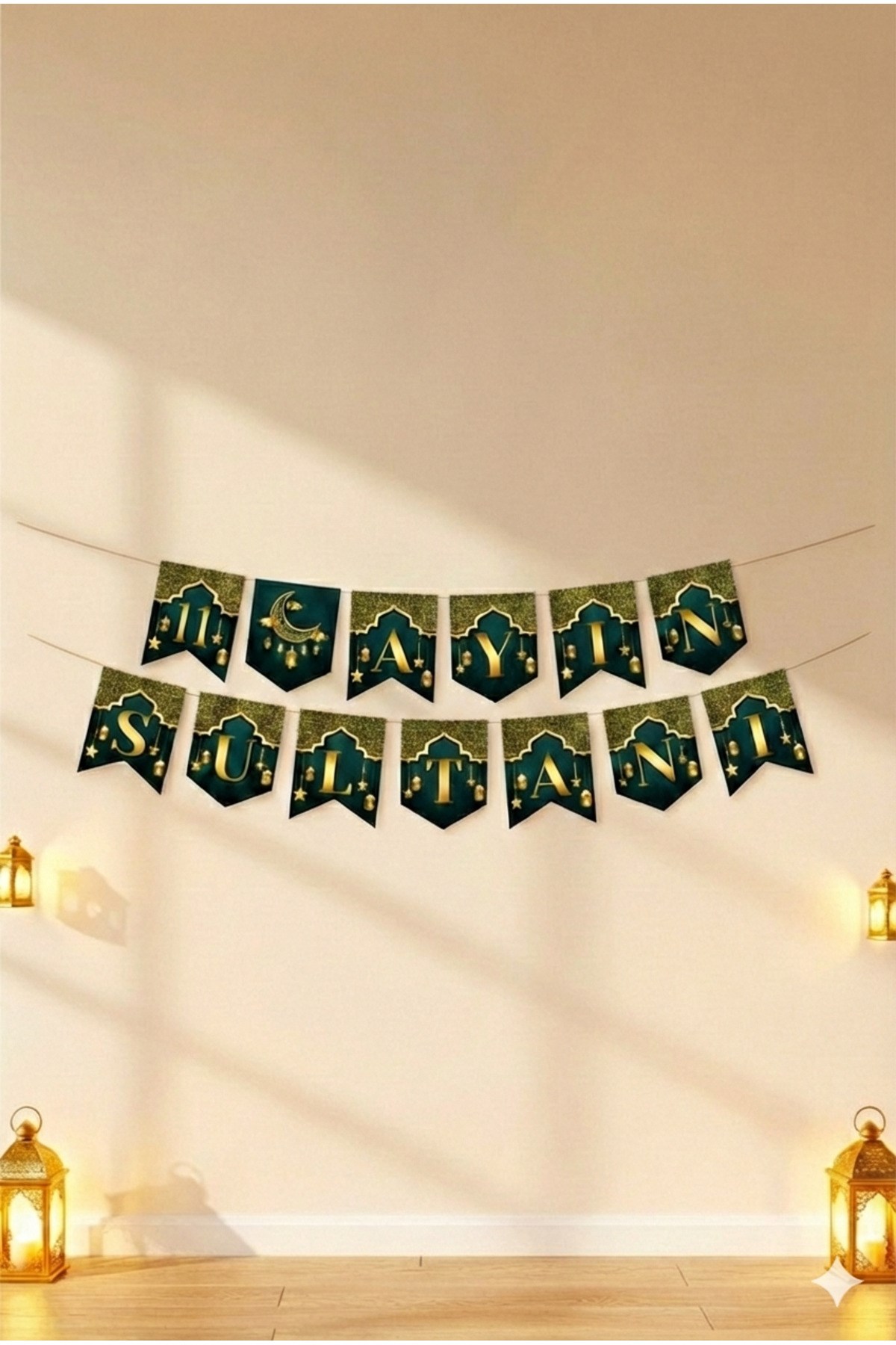 11 Ayın Sultanı Yazılı Zikzak Banner Yazı 2 Metre Hoşgeldin Ramazan Bayramı Temalı Dini Süsü