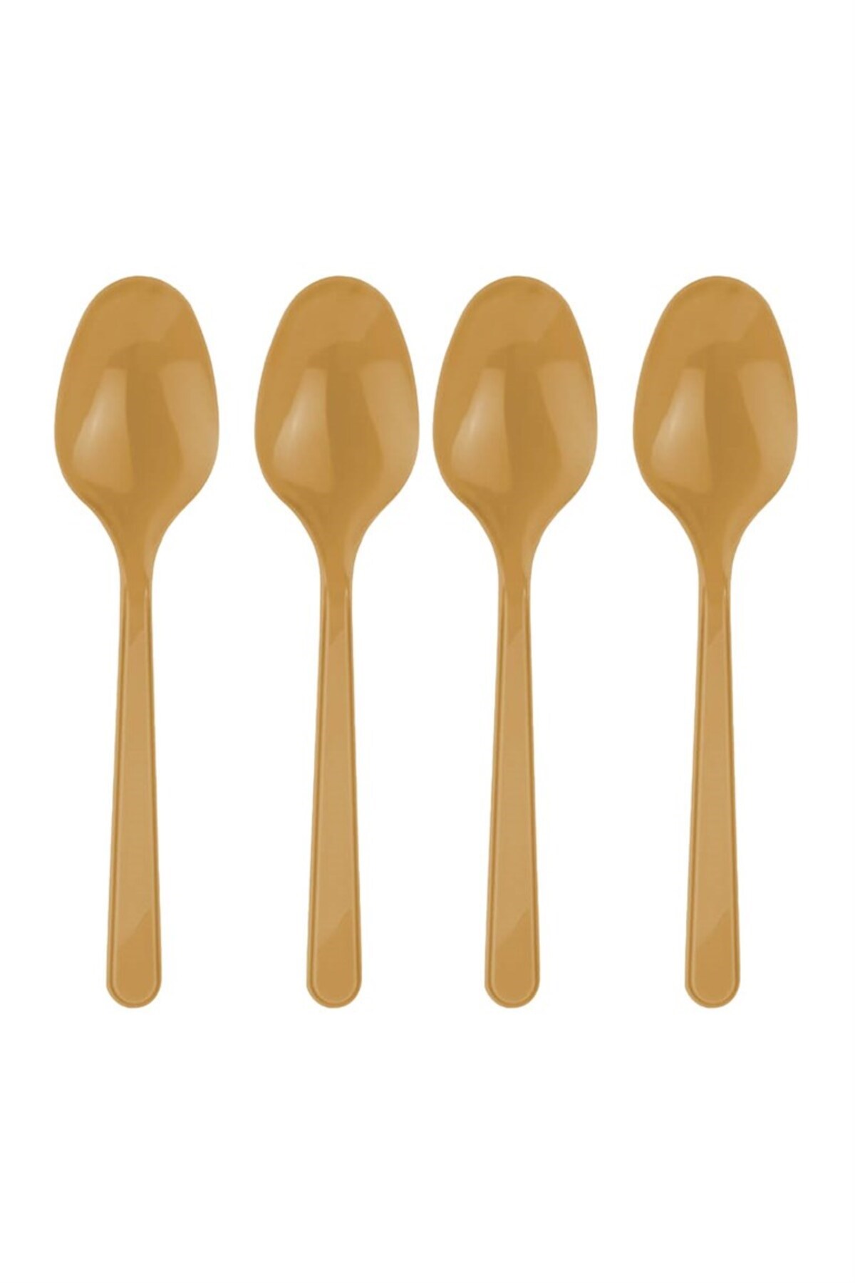 25 Adet Gold Renkli Kaşık Sert Dayanaklı Plastik Lüks Kullan At Altın Sarısı Doğum Günü Parti Kaşığı