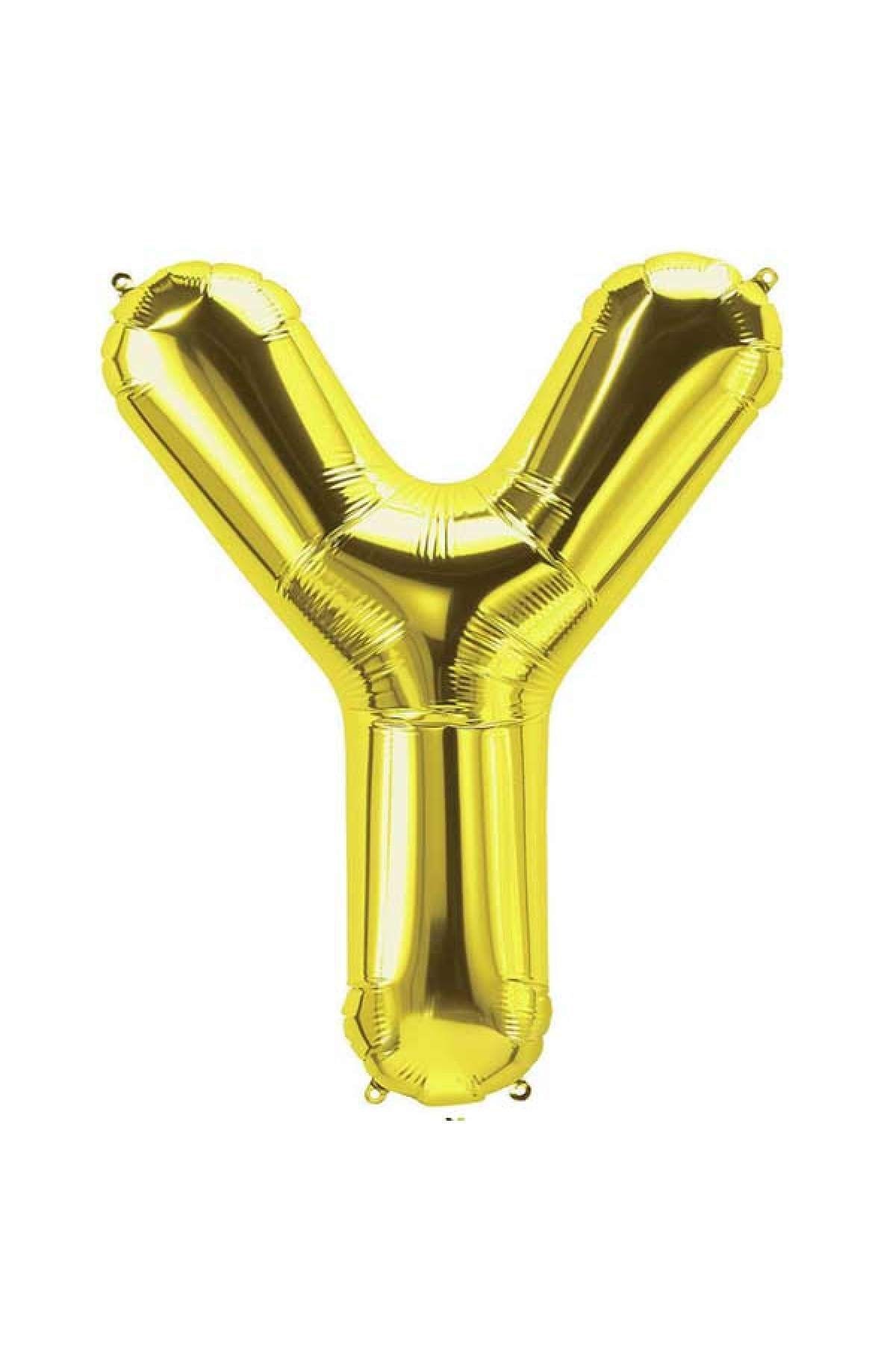 40 cm Gold Küçük Boy Sarı Folyo Balon 16 Inç Altın Y Harfi
