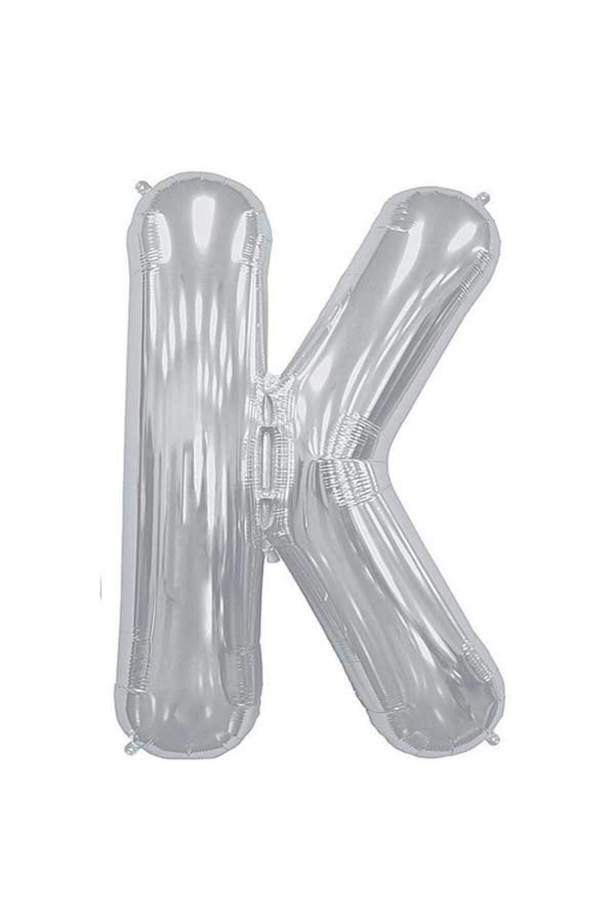 40 Cm Gümüş Küçük Boy Gri Folyo Balon 16 Inç Silver K Harfi