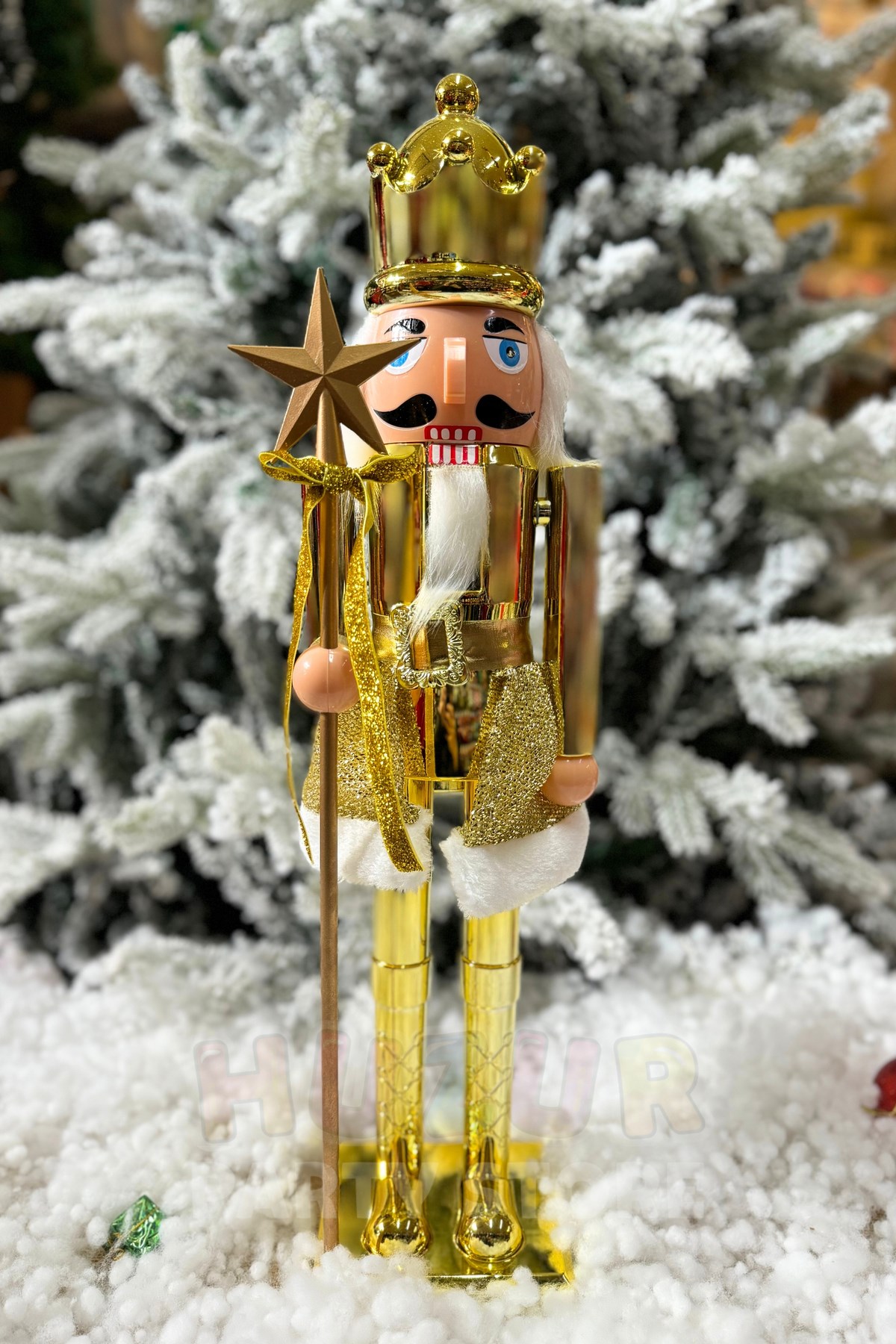 60 Cm Fındıkkıran Metalik Gold Renkli Kurşun Asker El Yapımı Yılbaşı Süsü Ağzı Açılıp Kapanabilen