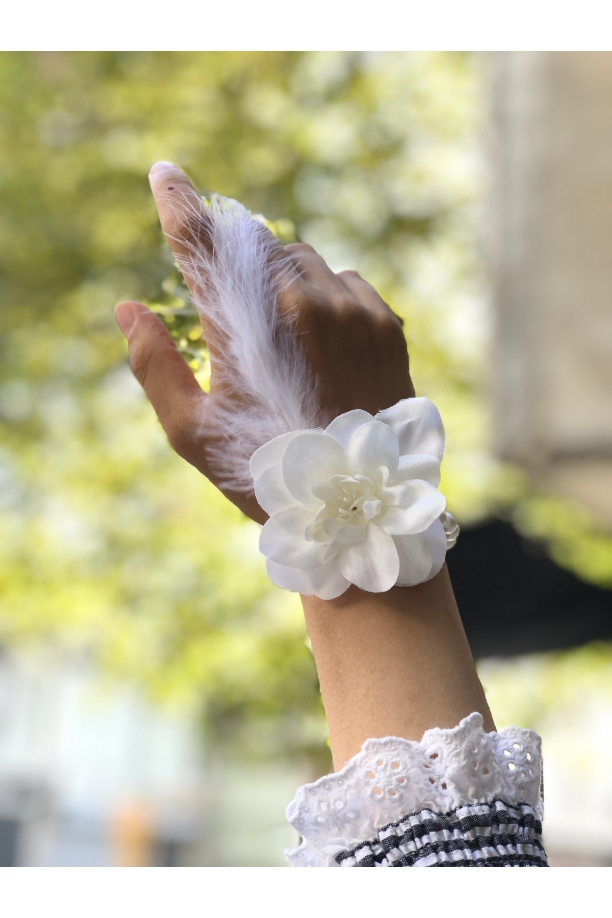 Bride To Be 10 Adet Nedime Gelin Bilekliği Tüy Ve Inci Detaylı Beyaz Renkli Bekarlığa Veda Partisi