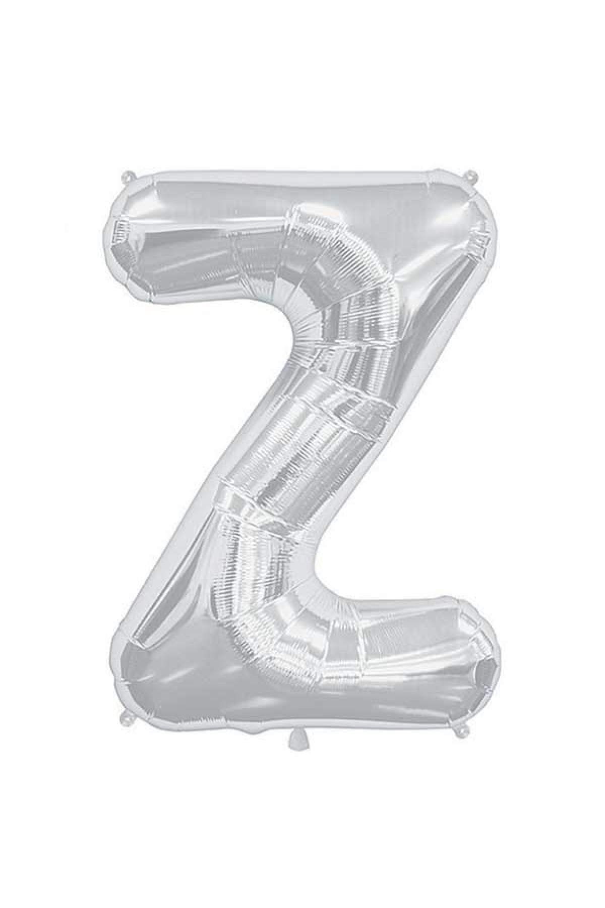 Gümüş Küçük Boy Gri Folyo Balon 16 Inç Silver Z Harfi 40 cm