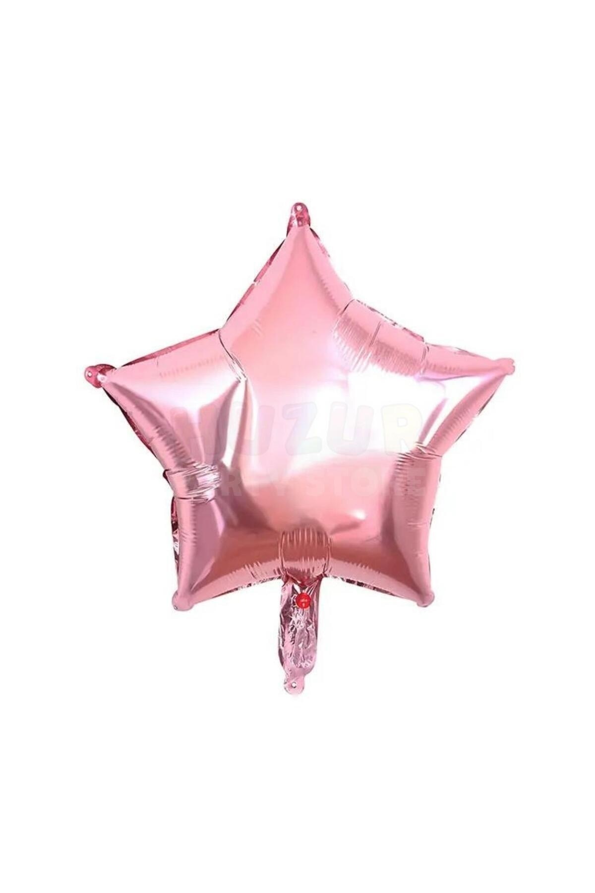 Pembe Renk Yıldız Folyo Balon 45 Cm 18 inç Helyuma Uyumlu Star Parti Doğum Günü Konsept Balonu