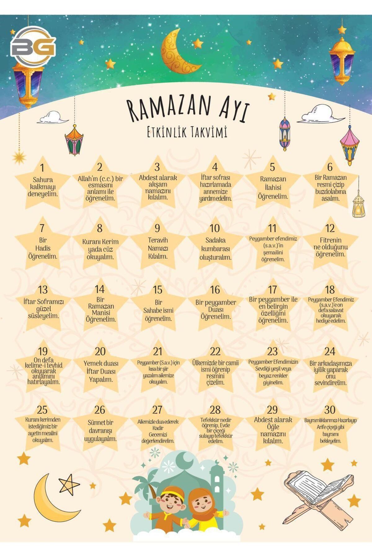 Ramazan Ayı 30 Günlük Etkinlik Takvimi Çocuklar İçin Günlük Ramazan Bayramı Aktiviteleri Eğitici