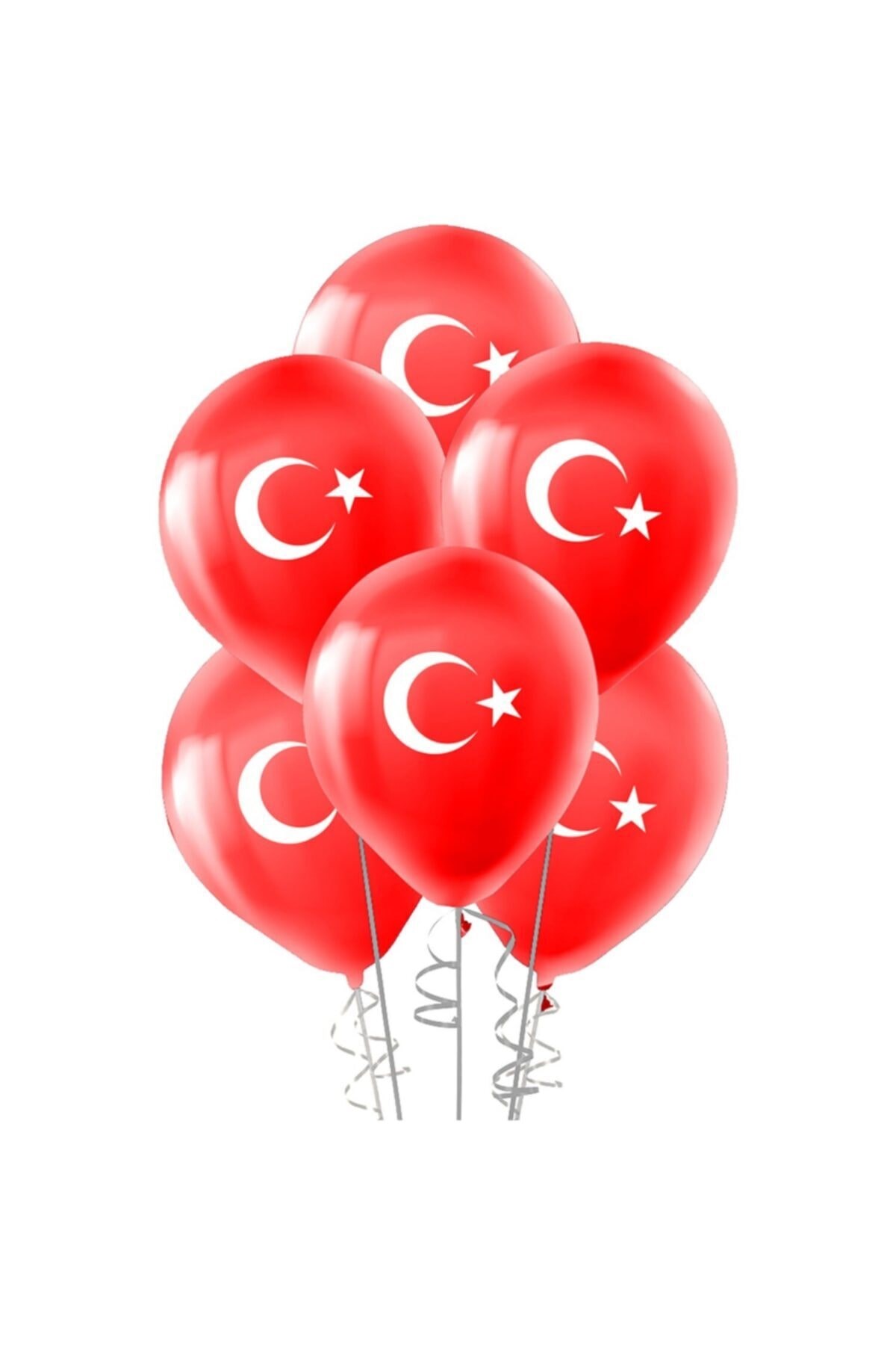 Türk Bayrağı Baskılı Ay Yıldız Kırmızı Beyaz Balon 12 Inç 30 Cm Milli Bayram Süsü 50 Adet