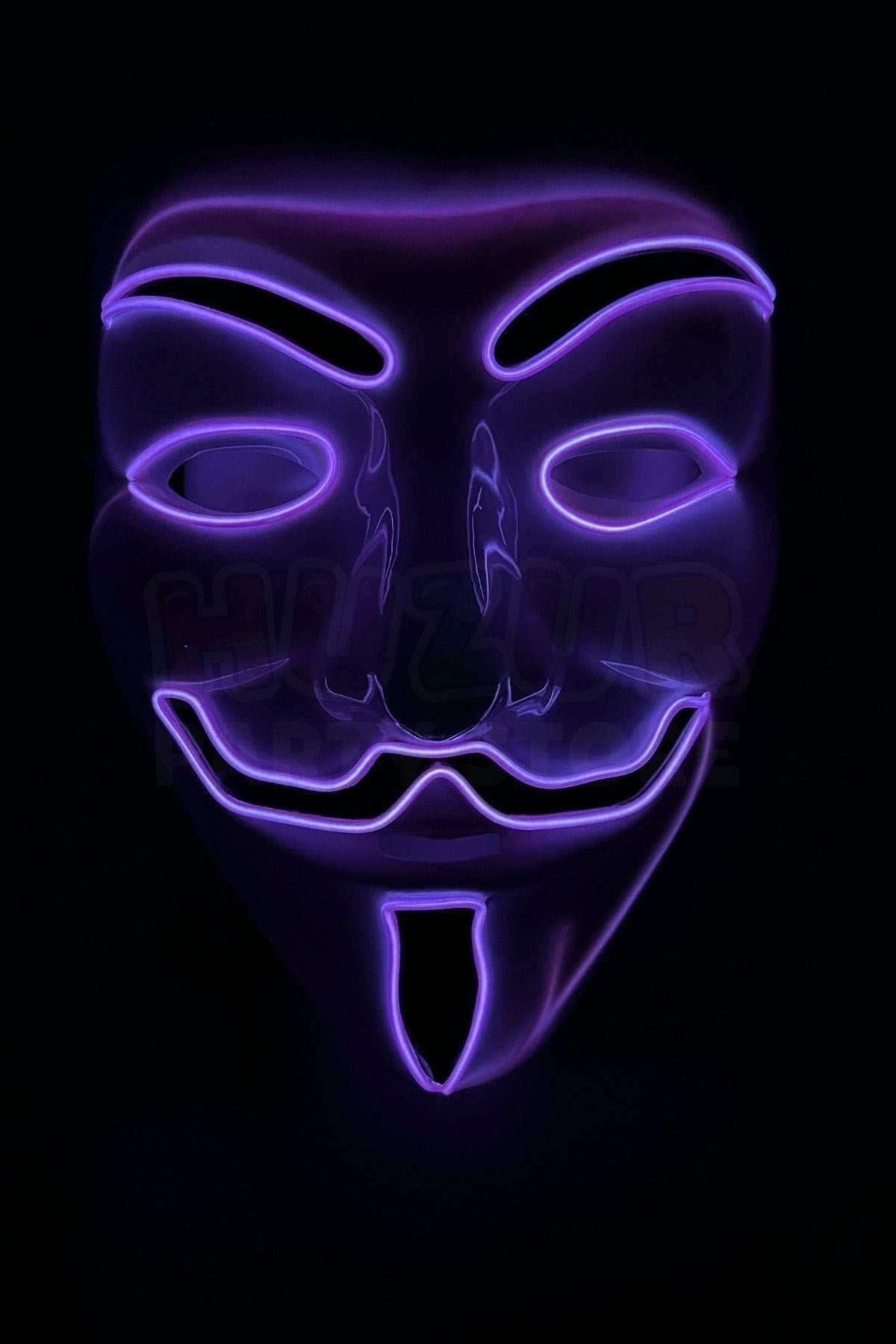 V For Vendatta Maske 3 Fonksiyonlu Mor Neon Işıklı Halloween Partisi Cadılar Bayramı Unisex Lüks