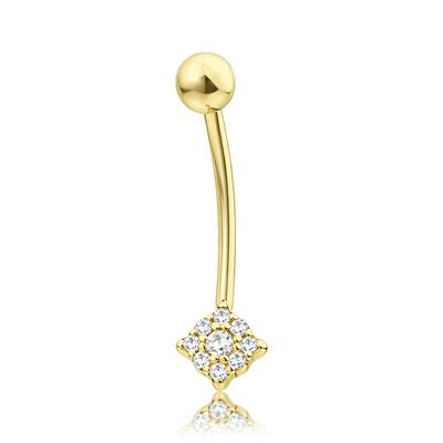 14 Ayar kare kesim minik taşlı göbek piercing