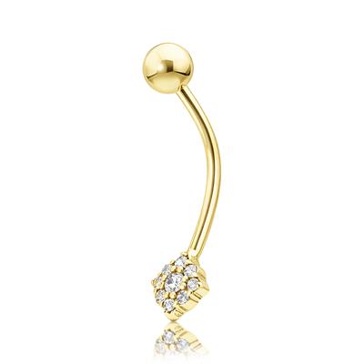 14 Ayar kare kesim minik taşlı göbek piercing