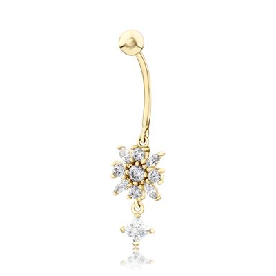 14 Ayar salantılı çiçek göbek piercing