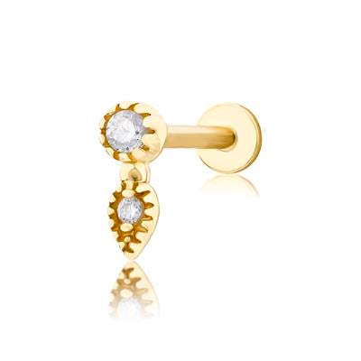 14 Ayar tek taşlı tüy piercing