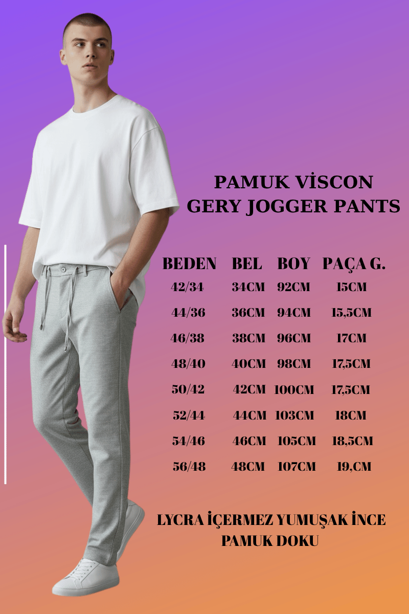 Crystal Grey Jogger Pantolon Beden Tablosu