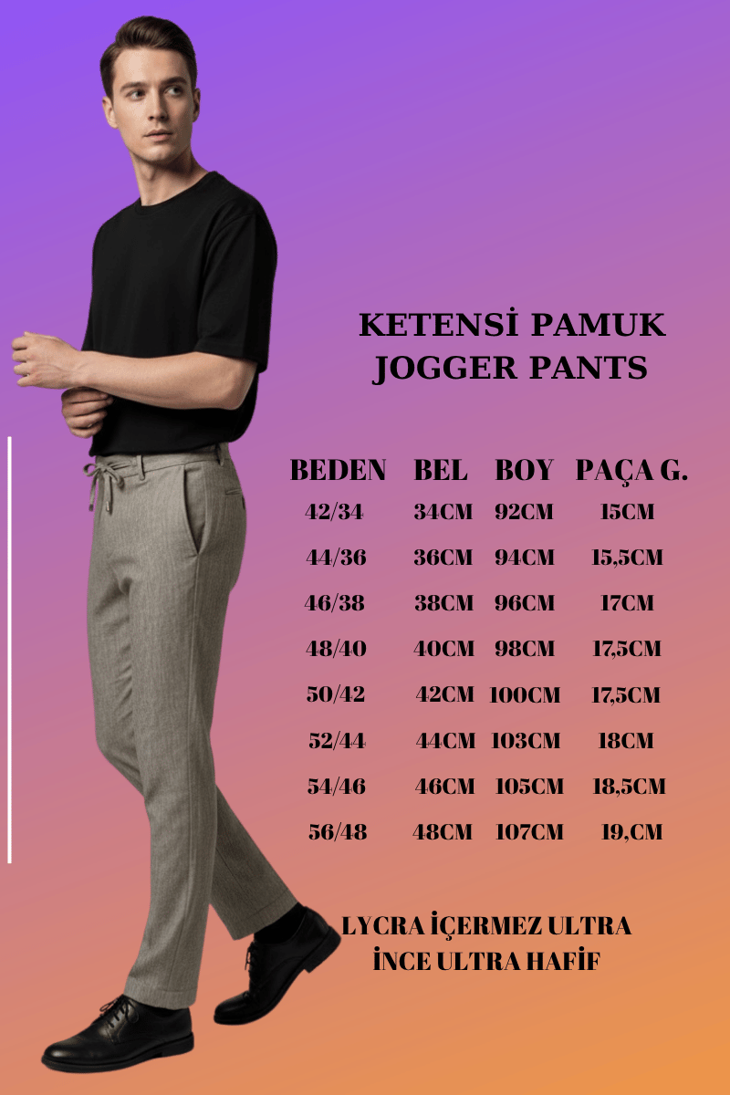 Cofe Smart Keten Görünümlü Jogger Pantolon Beden Tablosu