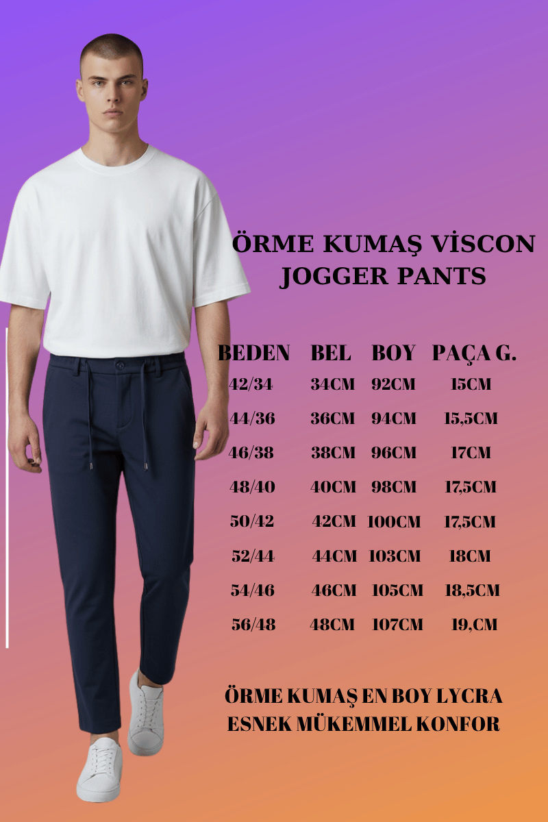 Örme Jogger Pantolon Beden Tablosu