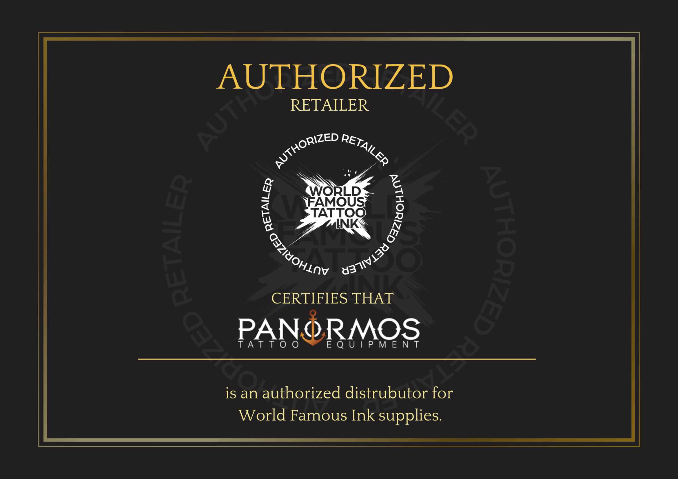 World Famous Tattoo Distribütörlük Sertifikası