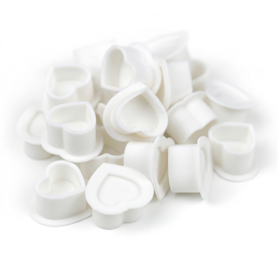 Dövme Silikon Kalp Boya Potası Beyaz 25x25 mm 100 Adet