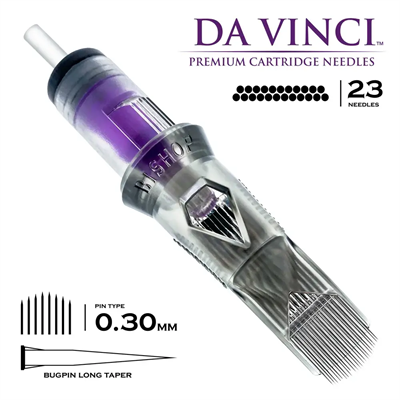 Bishop DaVinci V2 1023 CMLT 23CM Curved Magnum Bugpin Long Taper Kartuş Dövme İğnesi 20 Adet