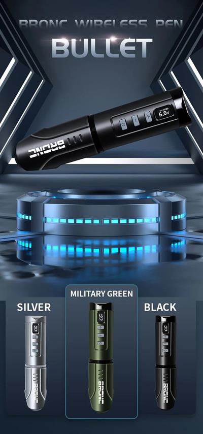 Bronc Bullet Kablosuz Pen Dövme Makinesi - Grey