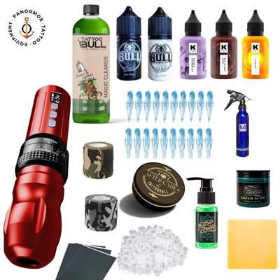 Bigwasp  Stroke Ayarlı (2.6-4.0) Kablosuz Pen Dövme Makinesi Seti - Red