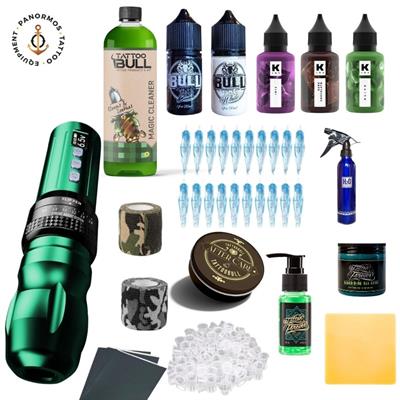 Bigwasp  Stroke Ayarlı (2.6-4.0) Kablosuz Pen Dövme Makinesi Seti - Green