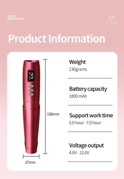 Bronc MICEYA TULIPA Kablosuz Pen Dövme&PMU Makinesi - Mor