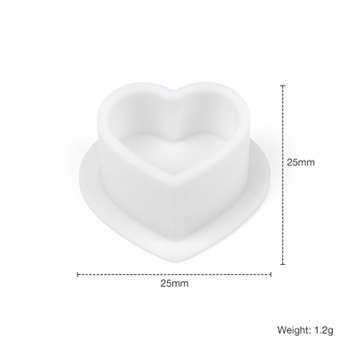 Dövme Silikon Kalp Boya Potası Beyaz 25x25 mm 100 Adet