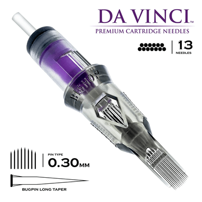 Bishop DaVinci V2 1013 CMLT 13CM Curved Magnum Bugpin Long Taper Kartuş Dövme İğnesi 20 Adet