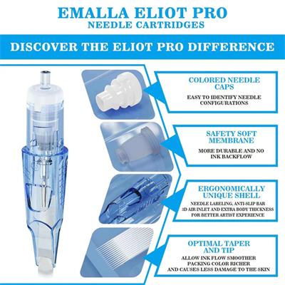 Emalla Eliot Pro 1015CML 15 CML 0.30mm Curved Magnum Long Taper Kartuş Dövme İğnesi 20 Adet - EN2