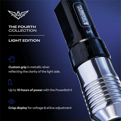 FK Irons Flux Max The Fourth Collection Light Edition 4.0mm Çift Bataryalı Kablosuz Dövme Makinesi - Gümüş-Siyah