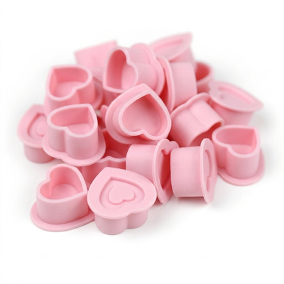 Dövme Silikon Kalp Boya Potası Pembe 25x25 mm 100 Adet