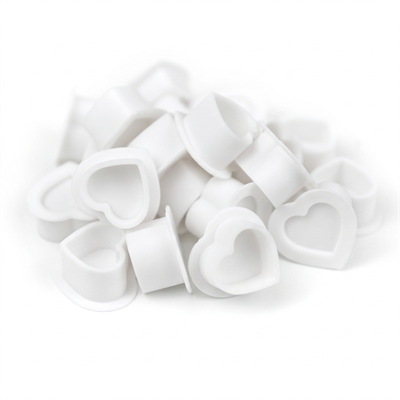 Dövme Silikon Kalp Boya Potası Beyaz 25x25 mm 100 Adet